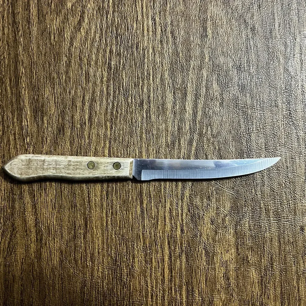 Vtge EKCO‎ Steak Knife Stainless Steel Wooden Handle 8.25